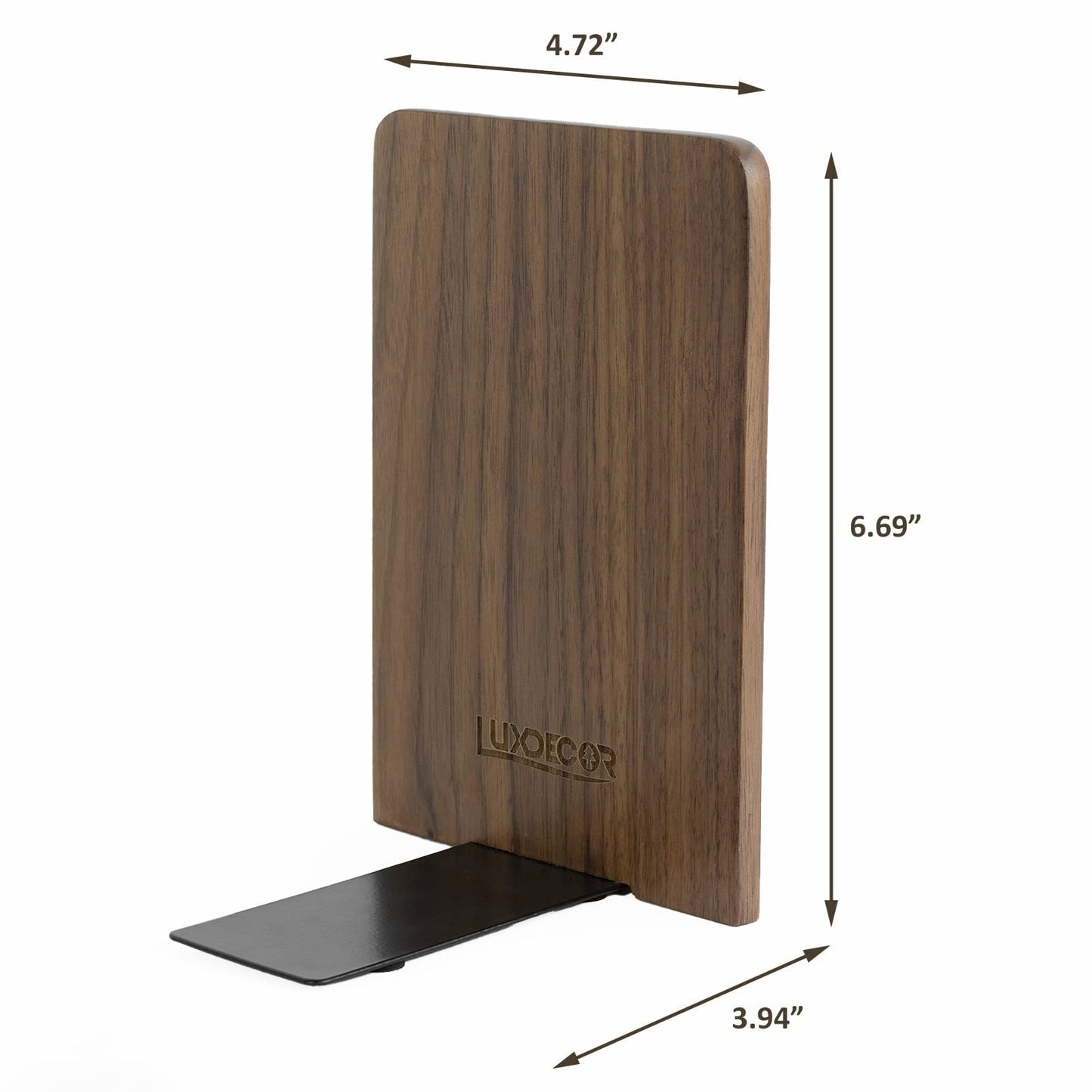 Large Bookend Hold Heavy Books- 7x4x5in 3 Pack Wood Bookends for Heavy Books Heavy Duty Walnut Book Ends for Men Wood Bookends for Office Desk Non-Skid