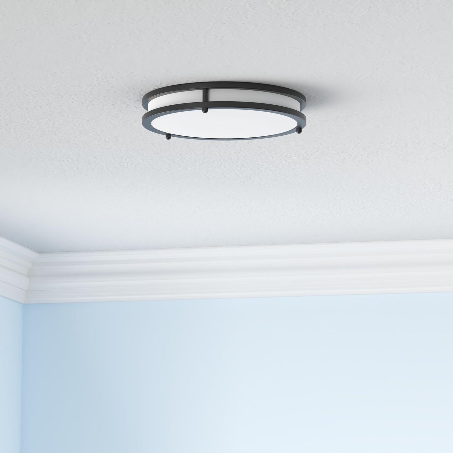 12 Inch Flush Mount Ceiling Lights, 36W 3200LM Black Dimmable Light Fixtures Ceiling Mount, 3000K-5000K Selectable Modern Kitchen Light Fixtures for Stairwell, Balcony, Corridor, Laundry (2-Pack)