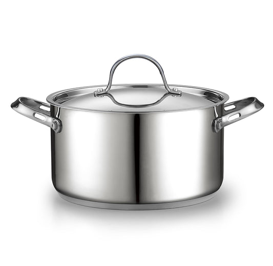 Cooks Standard Classic 6 Quart Stock Pot with Lid, Stainless Steel Dutch Oven