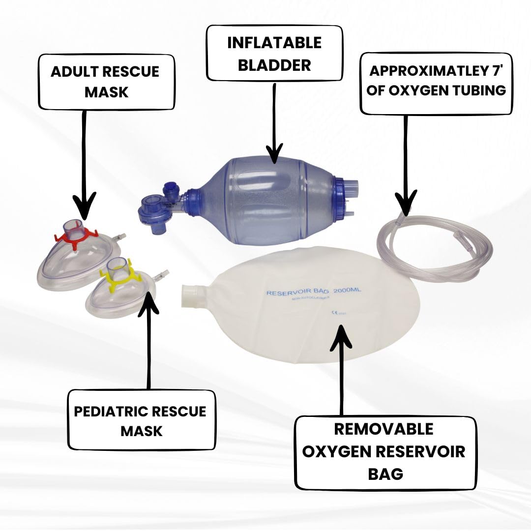 MCR Medical 4-Pack CPR Training Bag Valve Mask (BVM) ADULT/CHILD in Mesh bag, BVM-3081-004
