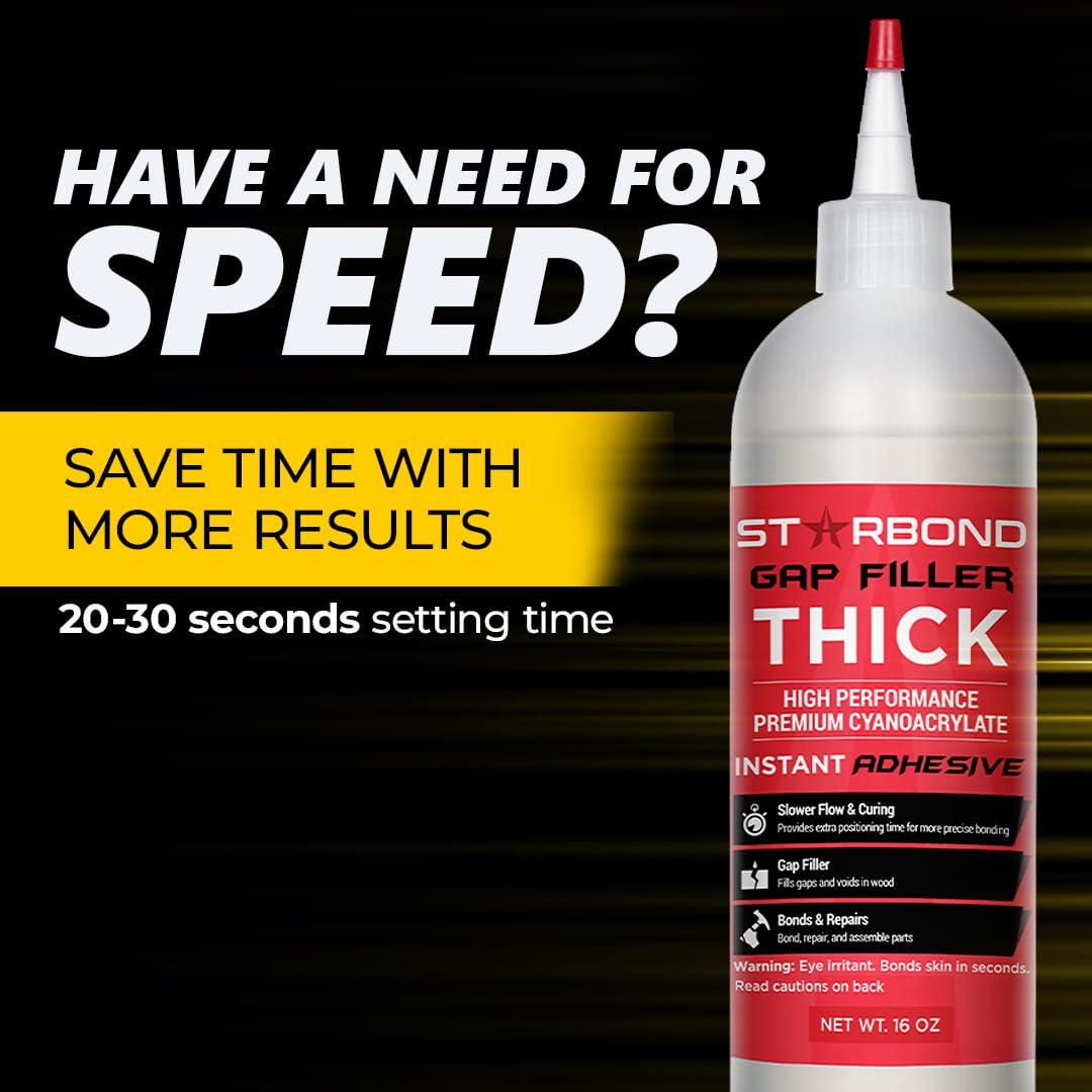 STARBOND Thick CA Glue Complete Refill Kit (453-gram) - Premium Cyanoacrylate Glue for Mitre Joint Bonding, Woodworking, Carpentry, Archery Fletching, 16 oz