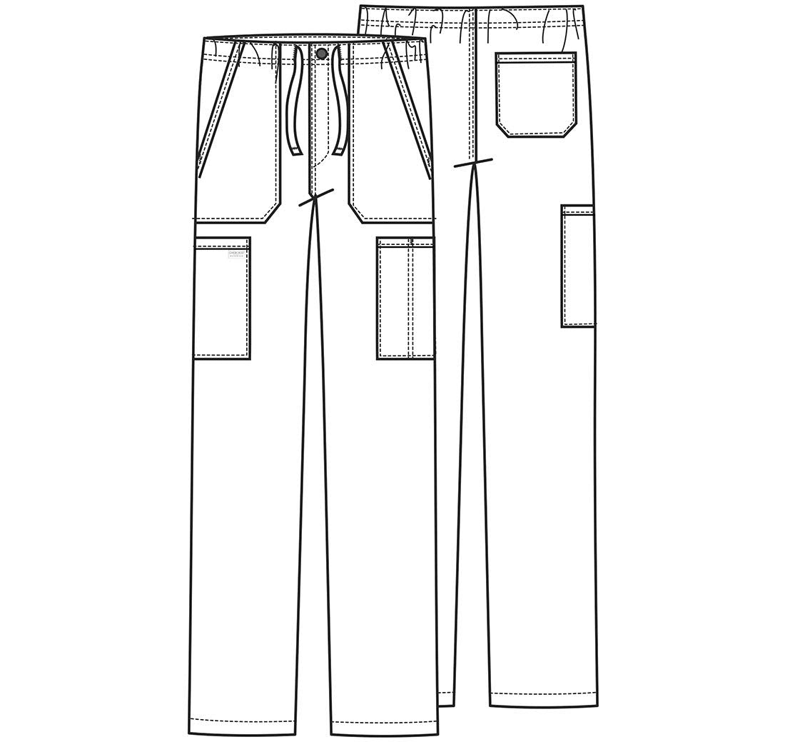 Cherokee Scrubs for Men Tapered Leg Cargo Scrub Pants with Zip Fly, 5 Pockets Elastic Waist 2-Way Stretch & Easy Care Plus Size - WW190, 2XL, Black