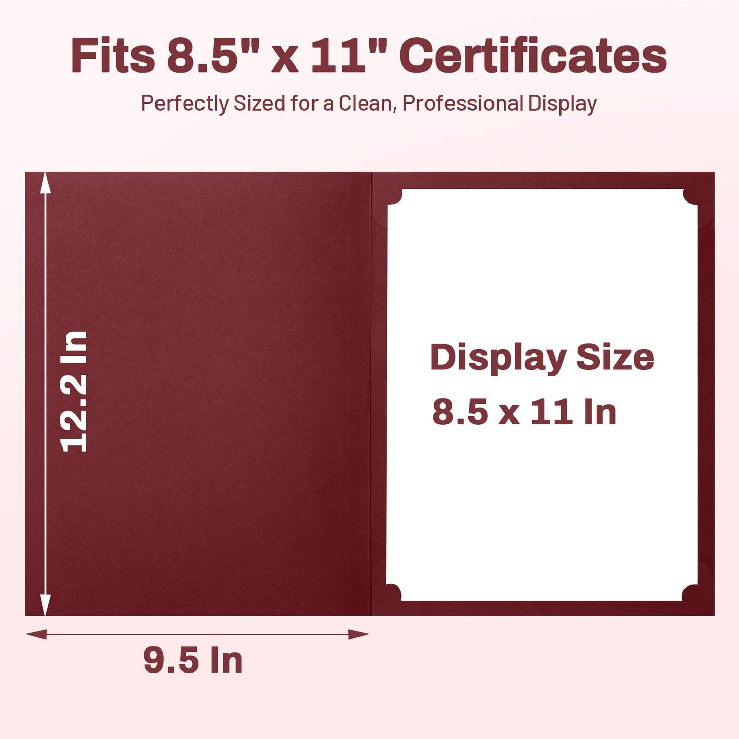 SUNEE Certificate Holders(Burgundy, 50 Packs), Diploma Covers Gold Foil Border, for Letter Size 8.5x11 Certificates, Cardstock, Document Papers