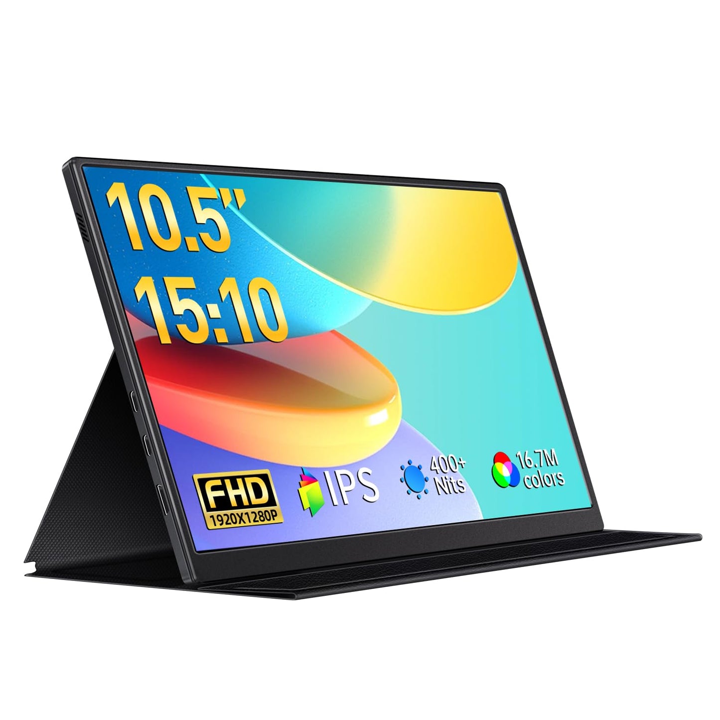 VOKENSU Small Portable Monitor 10.5" 400 Nits 15:10 FHD 1280P IPS Screen, Ultra-Slim Mini Monitor w/Smart Cover & Speaker, USB C HDMI HDR Portable Gaming Monitor, Travel Monitors for Laptop PCs