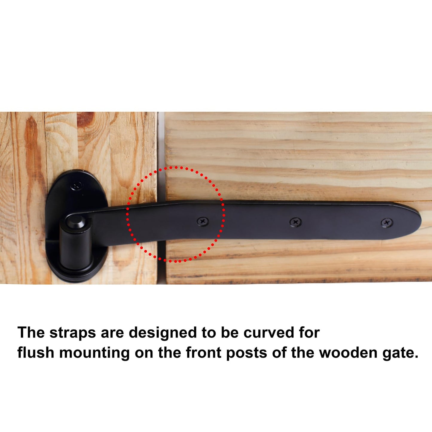 MOUNTAIN_ARK 4 Pack 12" Black Strap Gate Hinges, Heavy Duty T Shape Cranked Band Lift Off Door Hinge for Shed Barn Fence with Removeable Pin, 3/16" Thick