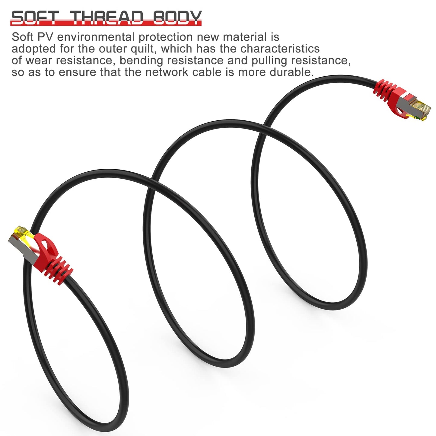 Boahcken Cat 8 Ethernet Cable 100 ft,1.5ft 6ft 10ft 20ft 25ft 30ft 75ft 100ft 150ft 200ft Heavy Duty High Speed Network Internet Cable,26AWG 40Gbps 2000Mhz,S/FTP Indoor&Outdoor Shielded LAN Cable
