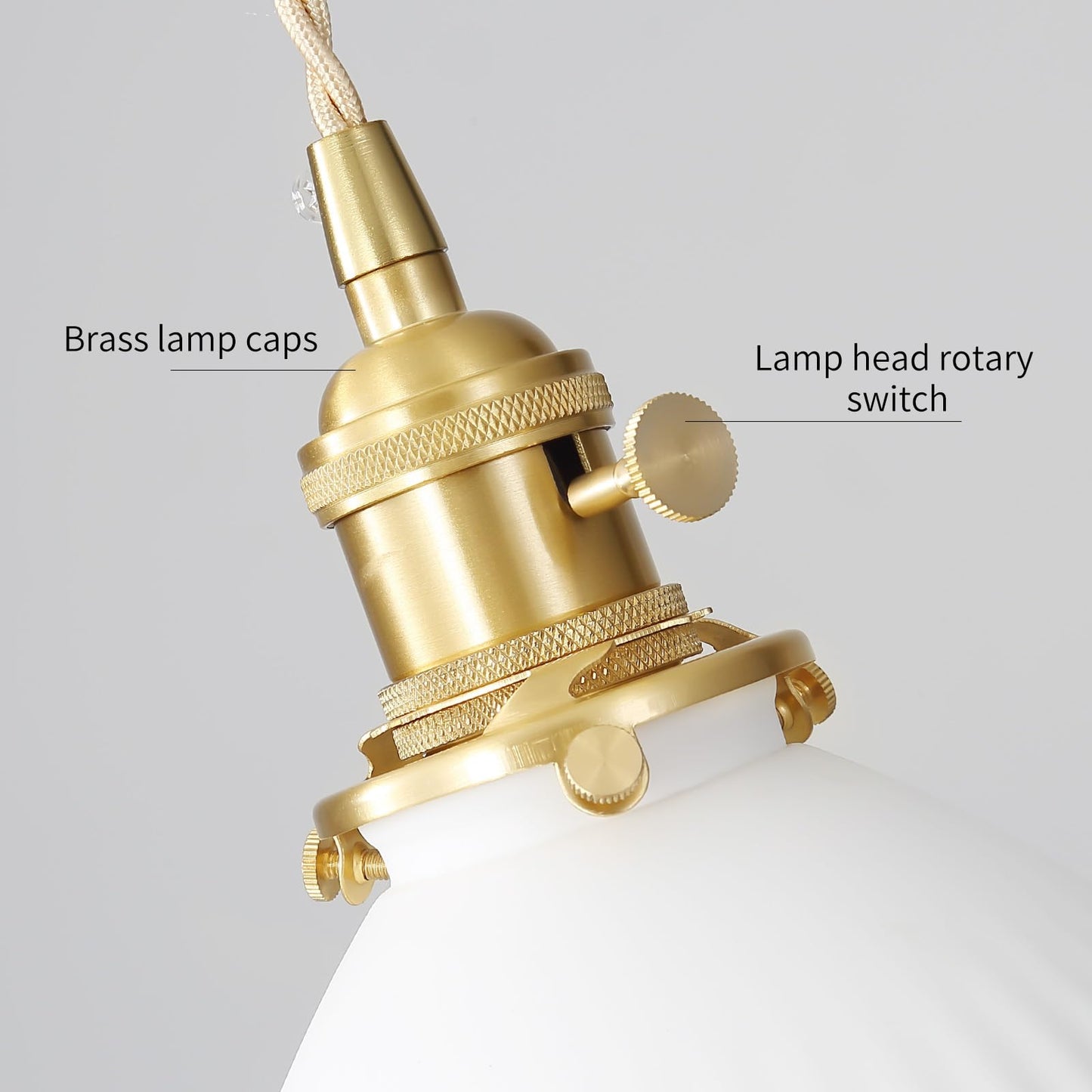 GloMuse White Ceramic Pendant Lights Kitchen Island Brushed Brass Dome-Shaped Lampshade Modern Minimalist Industrial Hanging Light Fixture for Living Room Bedroom Dining Room Over Table