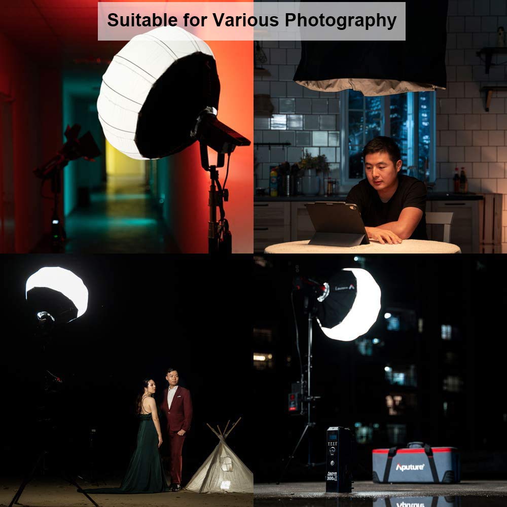 Aputure Lantern Softbox Soft Light Modifier,26inch, Quick-Setup Quick-Folding Aputure Space Light Upgraded for Aputure 300D Mark II 120D 120T 120D Mark II 300X and Other Bowens Mount Light