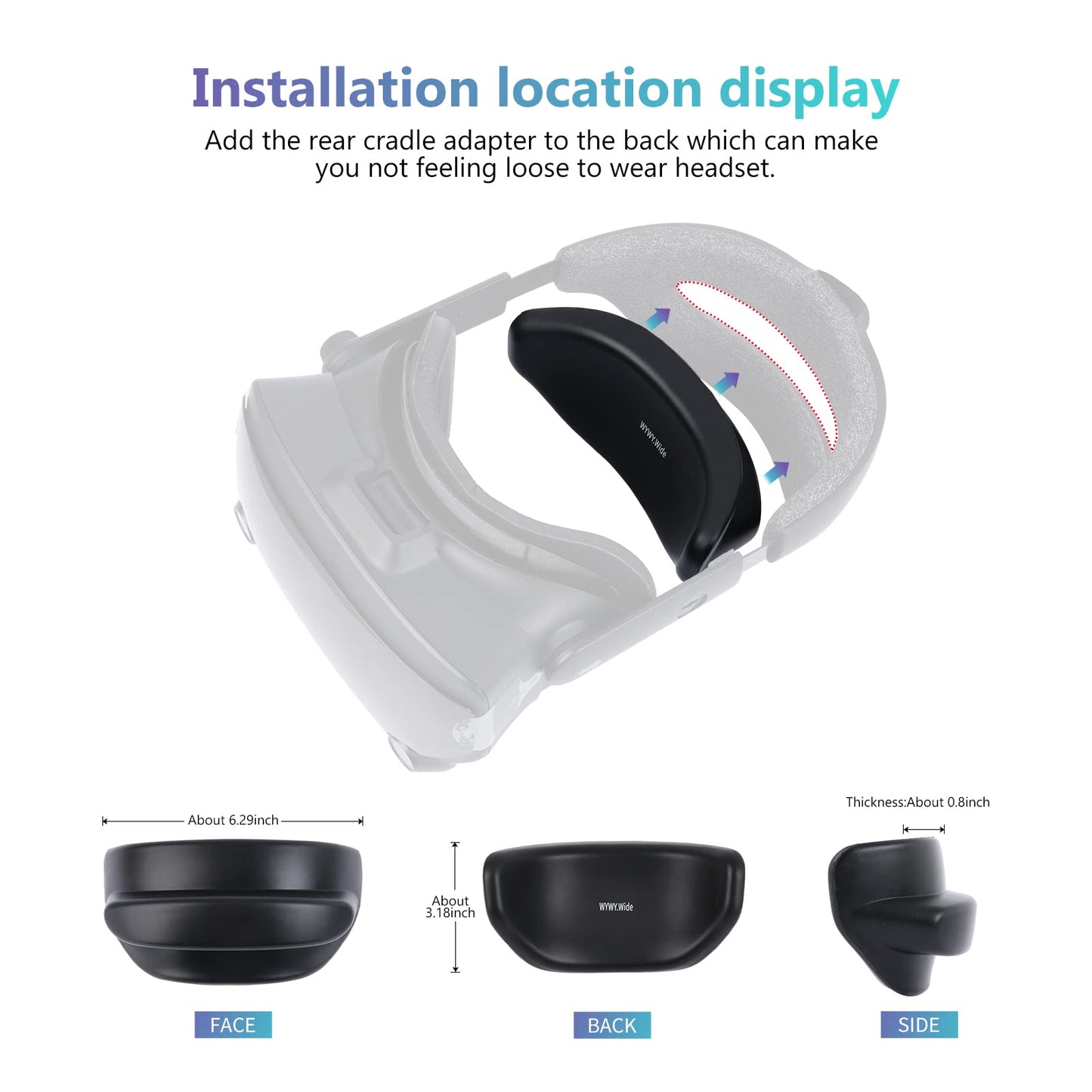 VR Headset Rear Cradle Adapter Compatible with Valve Index and HP Reverb G2 VR Headset, Soft Sponge Padding Back Sponge Pad Fit Small Head Black
