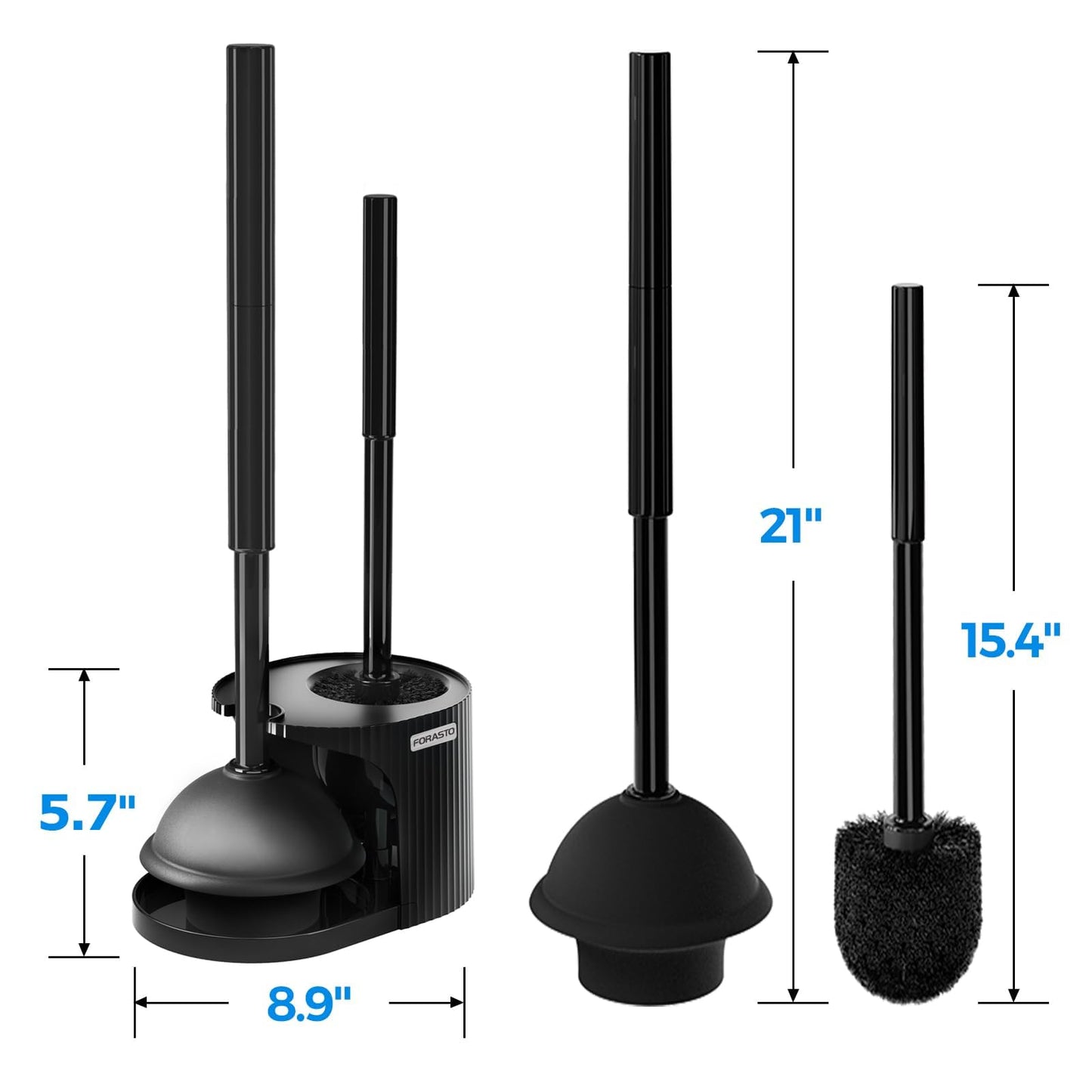 FORASTO 4Pack 2 in 1 Toilet Brush and Plunger Set, Extended Handle Plunger,Toilet Bowl Brush Plunger Set,Bathroom Cleaning Tools,Toilet Brush Plunger Combo,Cleaning Supplies, Cleaning Brush