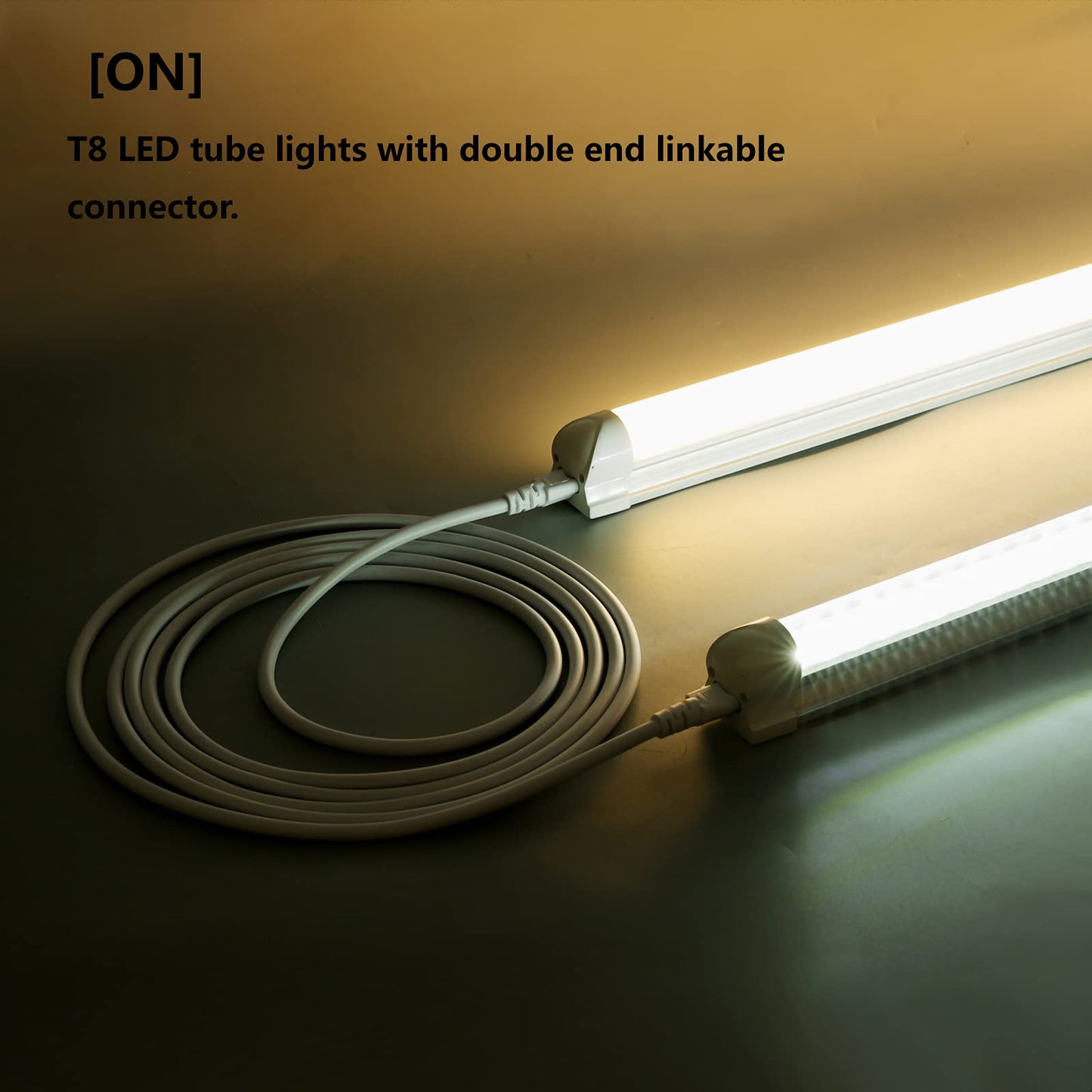 GOCuces T5 T8 Extension Cords,10ft Lamp Connecting Wires,3-Prong Power Cables,Female to Female End Connectors for LED Tube,Under Cabinet,Shop Lights,Pack of 10
