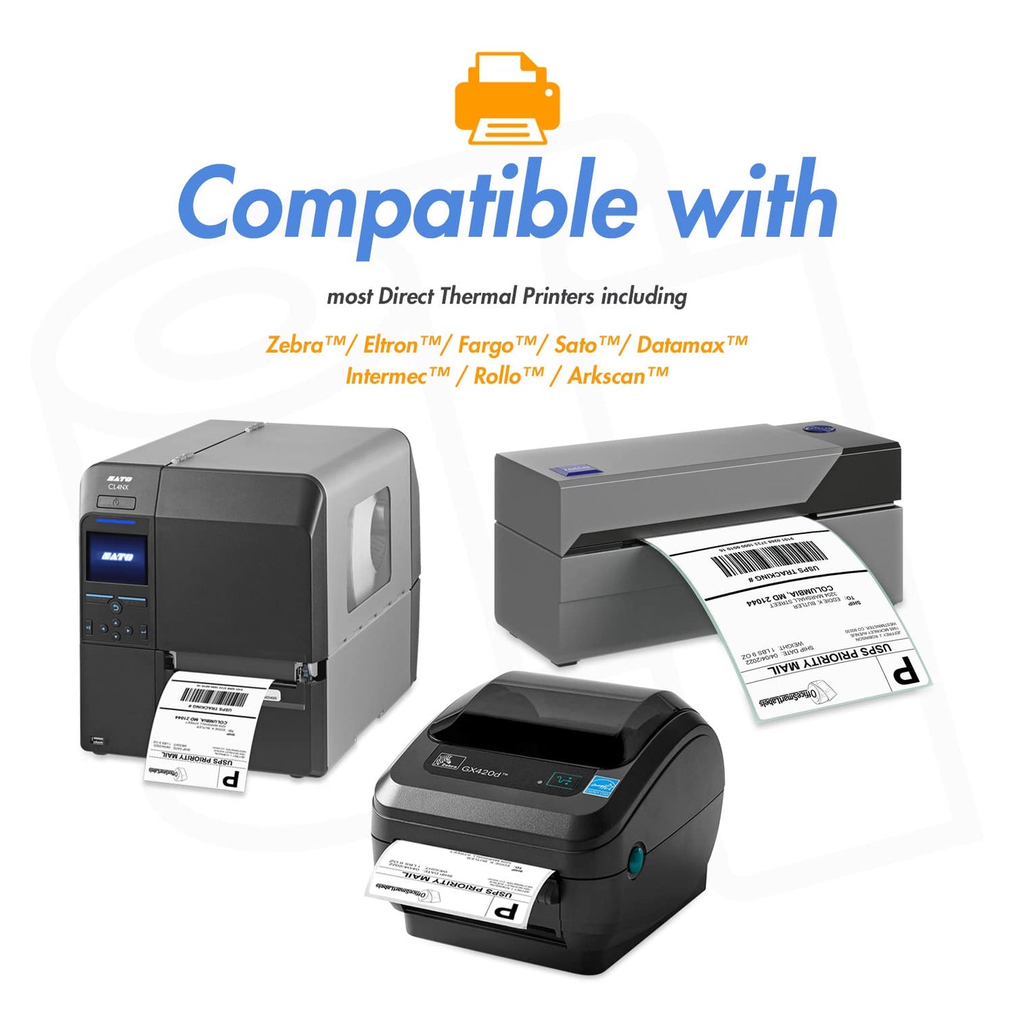 OfficeSmartLabels – 1" x 1" Removable Square Direct Thermal Labels - Compatible with Rollo & Zebra Desktop Printers and More – 1” Core; Perforated, Water & Oil Resistant [4 Rolls, 5520 Labels]