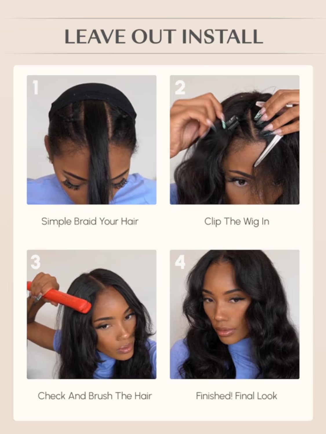 UNICE EasiContour V Part Wigs Human Hair Body Wave Upgrade Glueless U Part Human Hair Wig Chestnut Brown Ombre No Leave Out No Gel Beginner Friendly Clip in Vpart Wig 150% Density 16 Inch