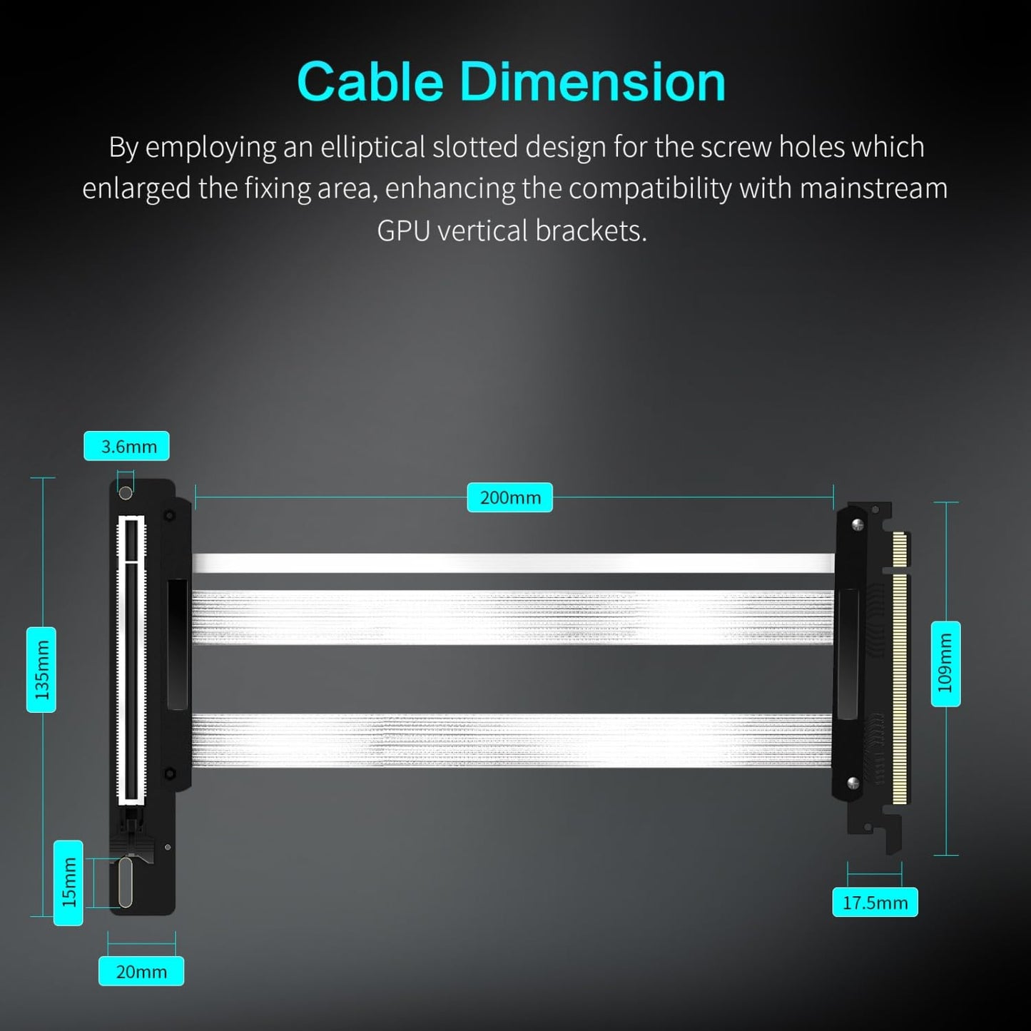 PCIe 5.0 Riser Cable 200mm - 32GT/s x16 GPU Extension Compatible with RTX 4090/5090, RX 7900XTX, WRX80/90E - Backwards Compatible with PCIe 4.0/3.0 - 29AWG Wires, Foxconn Armor, 6-Layer Black PCB