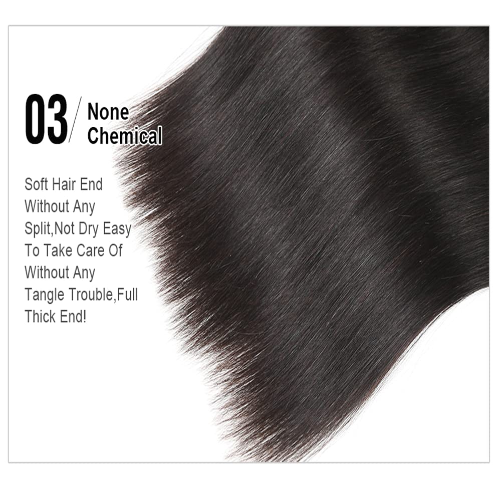 YISEA 12A Straight Hair Bundles Brazilian Virgin Human Hair Bundles Straight (16 18 20 22, Straight 4 Bundles) 100% Unprocessed Virgin Hair Bundles Straight Raw Hair Human Bundles