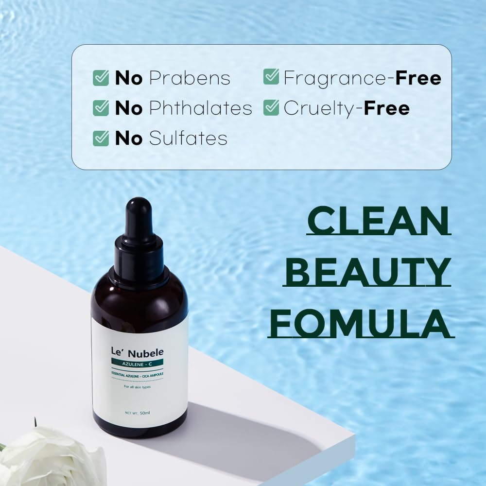 Le' Nubele Azulene Cica Ampoule | Korean Skincare for Sensitive Skin | Soothing & Hydrating Formula with Azulene & Centella Asiatica | NET. 1.69 fl. oz. / 50ml