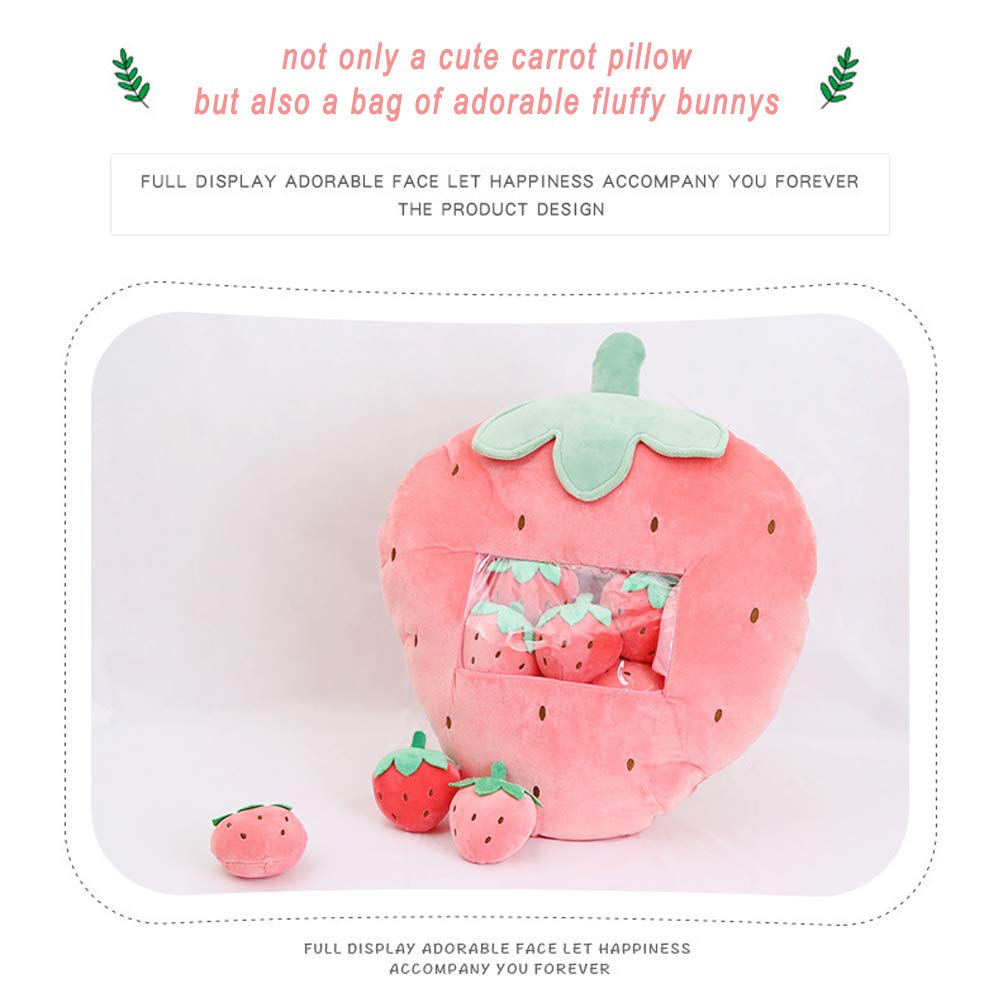 REFAHB Cute Throw Pillow Stuffed Strawberry Toys Removable Fluffy Creative Gifts for Teens Girls Kids
