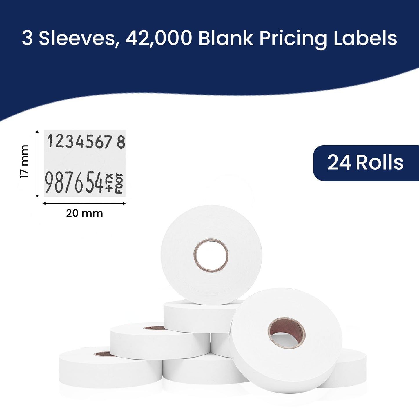 Perco White Pricing Labels for Monarch 1136 - 3 Sleeves, 24 Rolls Value Pack - 42,000 Labels with Ink Rolls Included