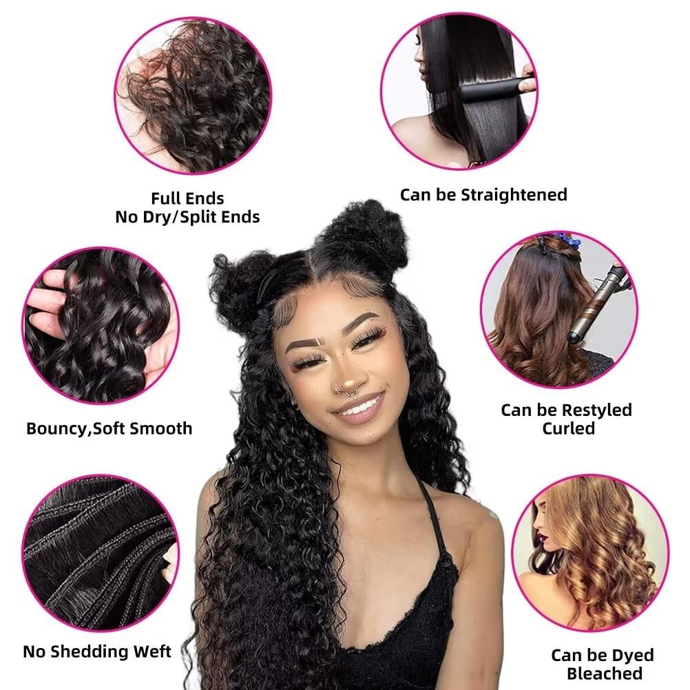 Yavida Water Wave Human Hair Bundles Wet and Wavy Human Hair Weave Bundles Brazilian Bundles Human Hair Unprocessed Remy Human Hair Water Wave Bundles 10 12 14 Inch