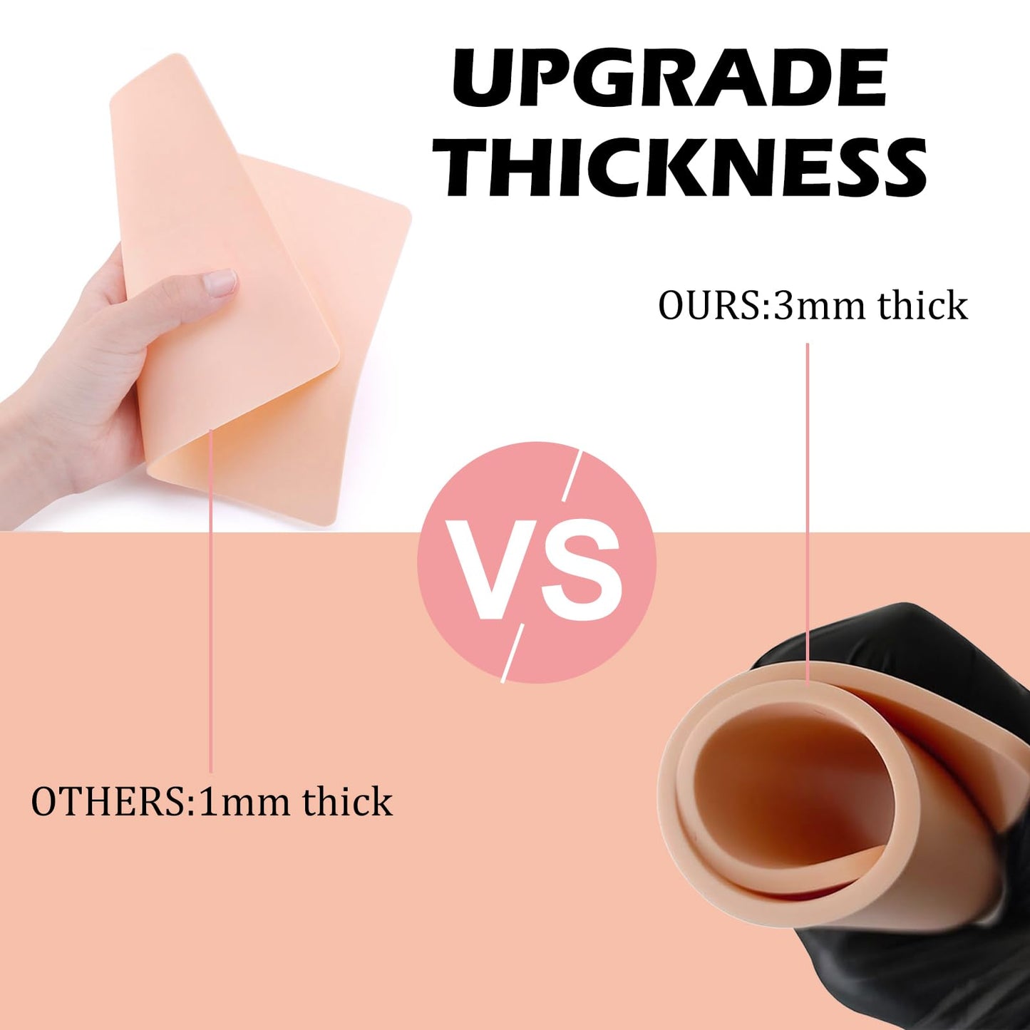 20Pcs Tattoo Skin 3MM - Urknall Fake Skin 3mm Blank Tattoo Practice Skin Fake Skin Tattoo Double Sides Tattoo Skin for Beginners and Tattoo Artists Tattoo Supplies