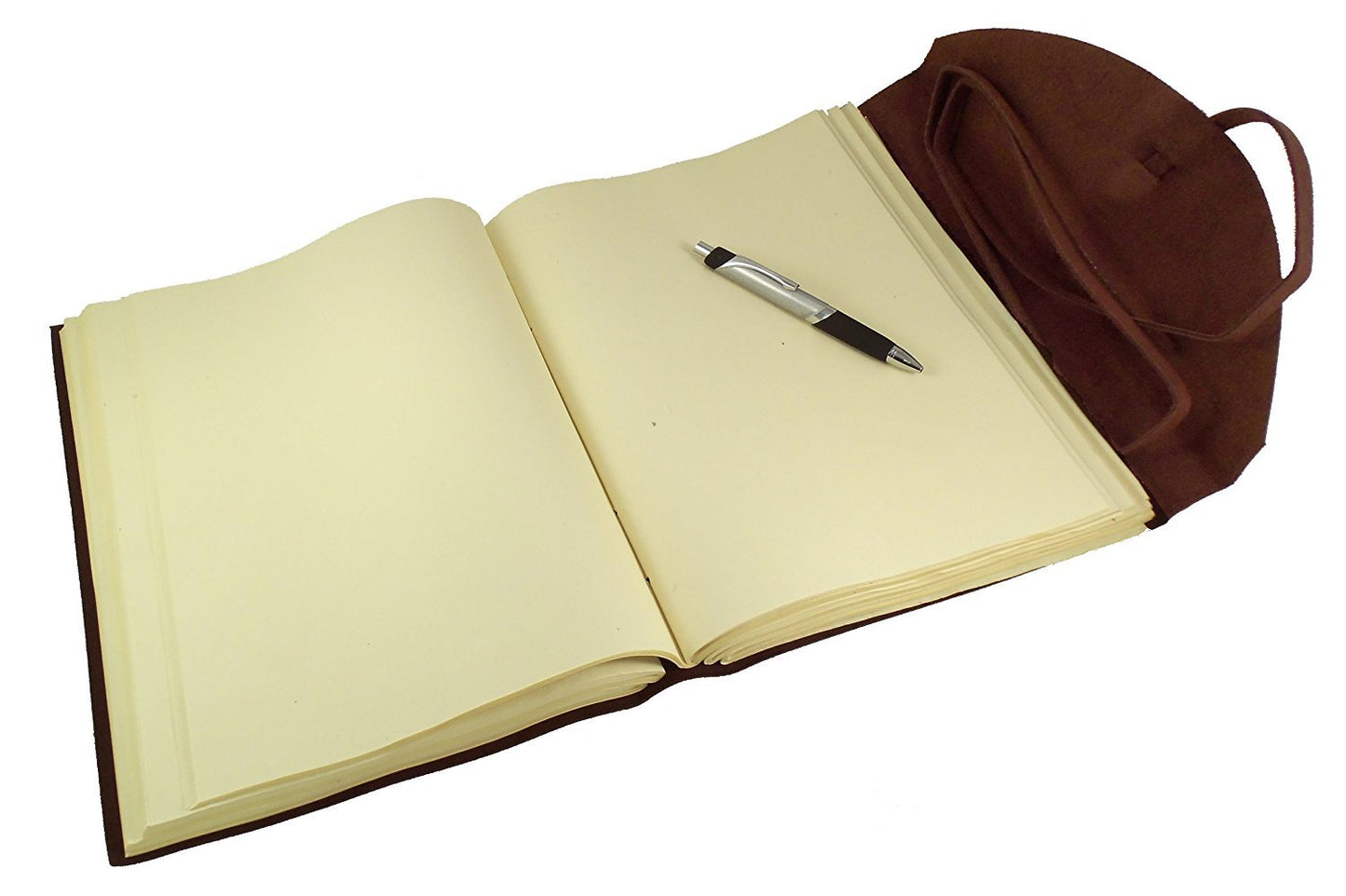Large Genuine Leather Legacy Journal/Sketchbook with Gift Box - 380 Pages - 9" x 12" - Rich Dark Brown