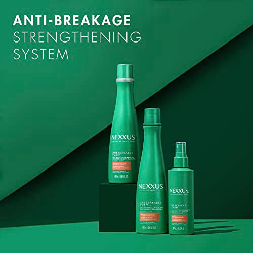 Nexxus Unbreakable Care Shampoo Conditioner and Leave-In Spray 3 Pack For Fine and Thin Hair with Keratin Collagen Biotin 13.5 oz 6 oz