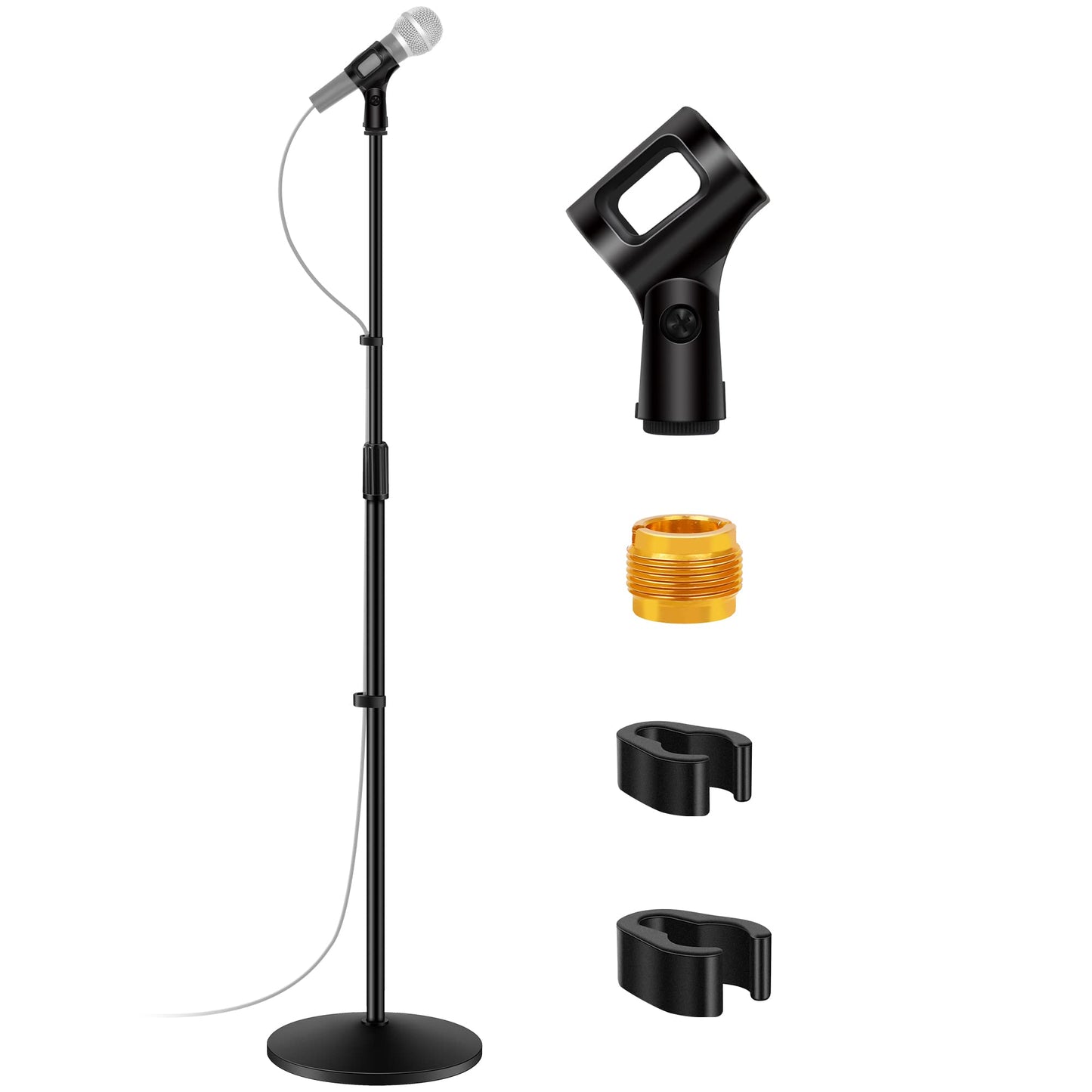 InnoGear Mic Stand, 2 Pack Microphone Stand Floor Detachable Boom Mic Arm Stands with Weighted Base, Height Adjustable from 34" to 60" for Blue Yeti HyperX QuadCast Shure SM58 Samson Q2U Fifine K669B