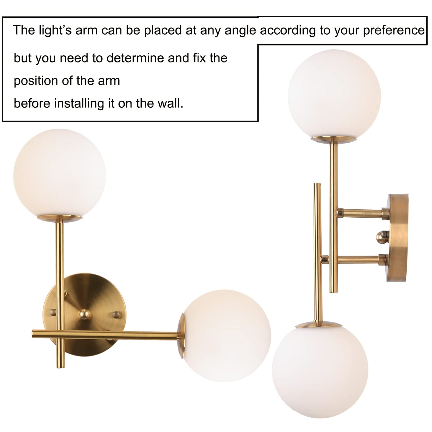 BYOLIIMA Gold Globe Wall Sconce, 7.5" W x 20" H, G9 Base, Compatible with LED or Halogen Bulbs, Perfect for Bathroom, Kitchen, Living Room, Home Office, Lobby, Bedroom