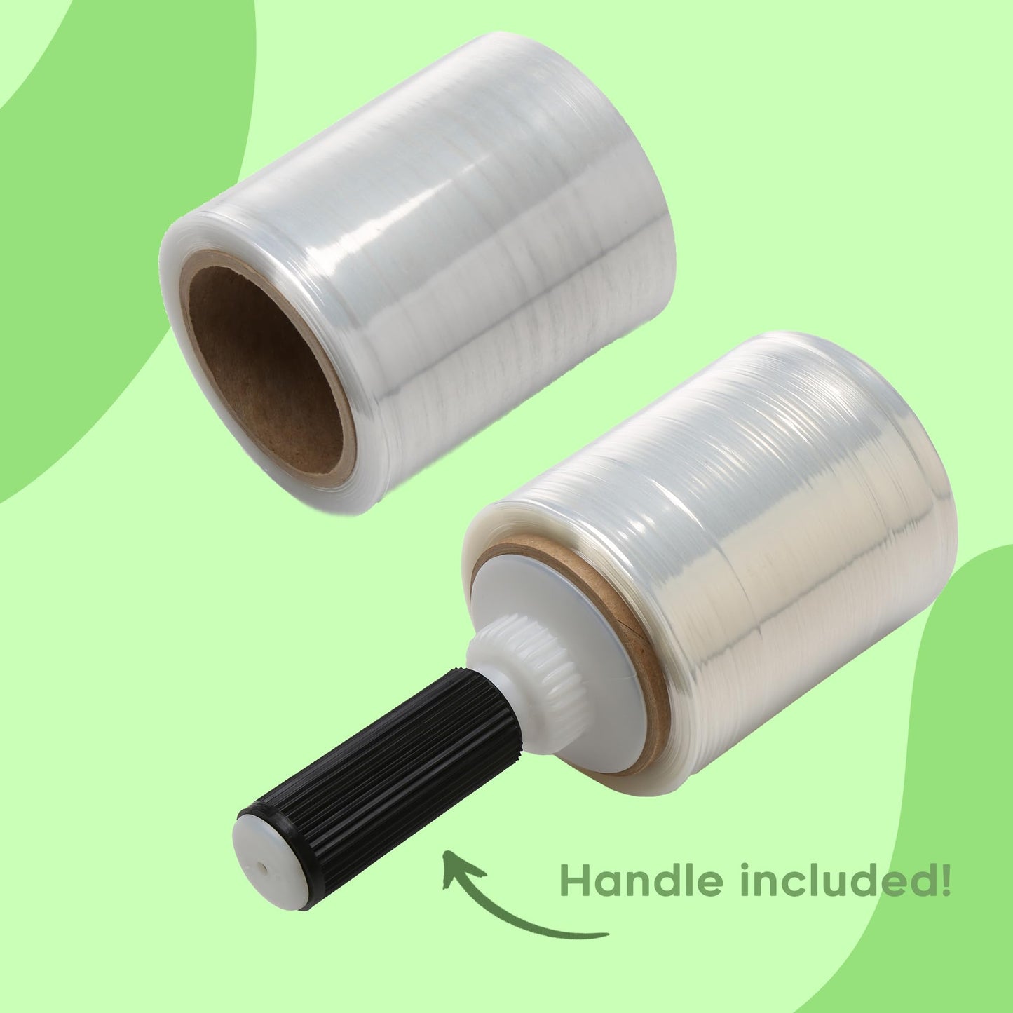 The Boxery 5" x 1,000 ft Clear Hand Stretch Wrap with Reusable Handle Included - 12 Rolls | Standard-Duty Film for Pallet Wrapping, Moving & Packaging