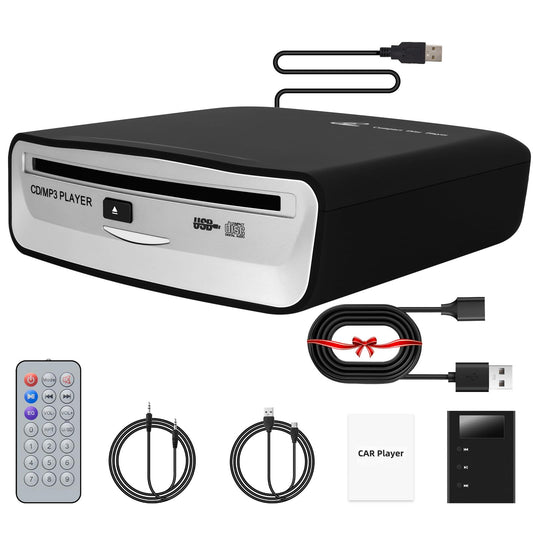 External Universal CD Player for Car - LEHWEY Portable CD Player with Extra USB Extension Cable, Plugs into Car USB Port, Laptop, TV, Mac, Computer, for Android 4.4 and Above Navigation