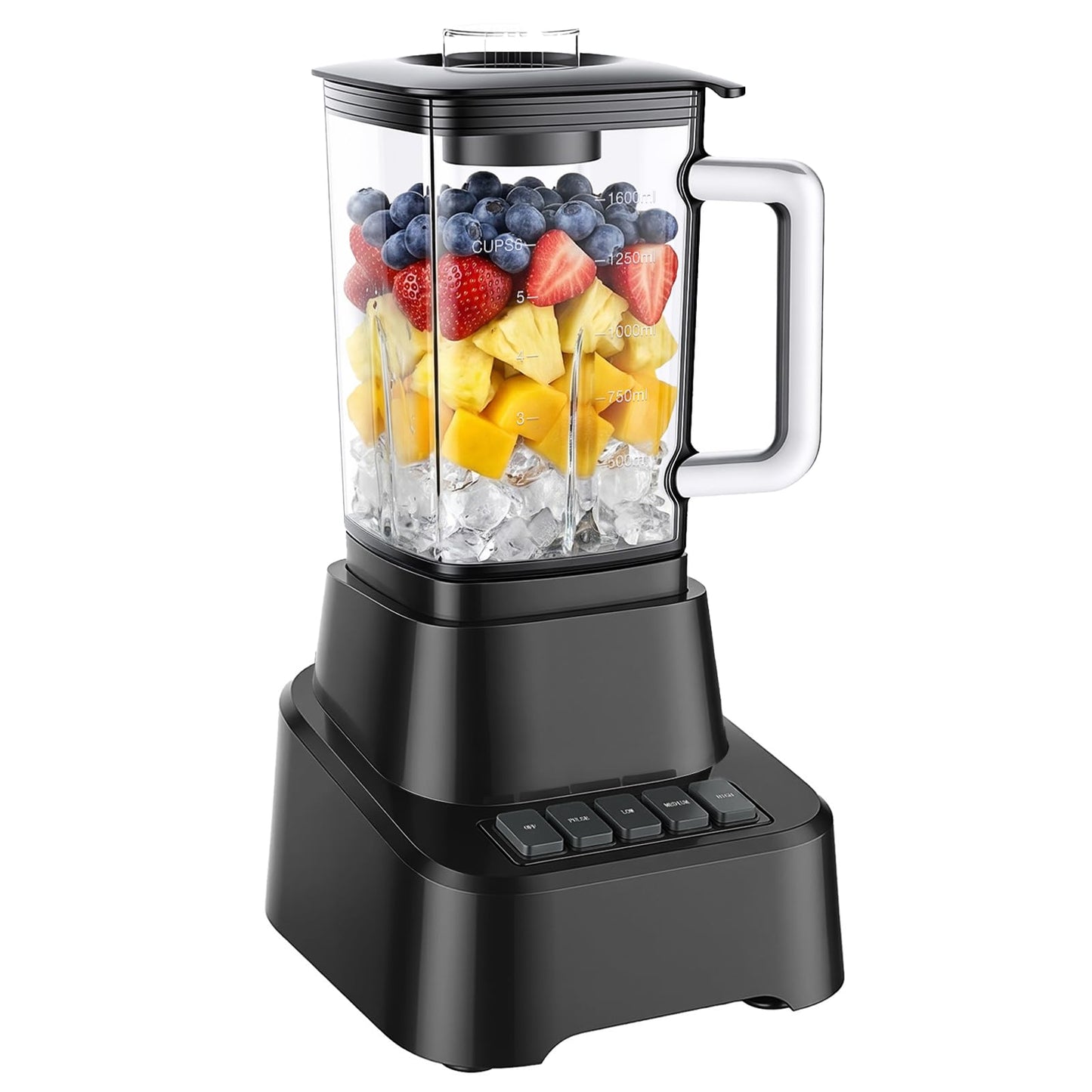 OLIXIS Professional Blender for Smoothies, Full-Size Kitchen Blender with 850 Peak Watts & 54oz Large Glass Pitcher, 4 Speeds with Pulse for Ice Crushing Frozen Fruits, Dishwasher Safe, Black