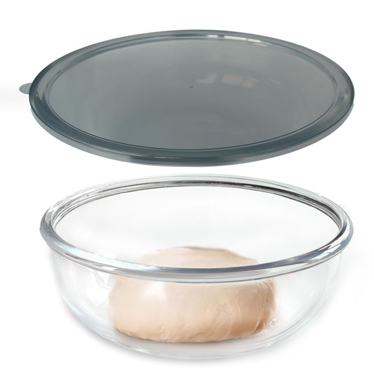 CD HOME Large Glass Mixing Bowl with Lid,6.3 Quart Thickened Bowl Edges Clear Glass Salad Cooking Bowls for Sourdough, Salad and Storage Prepping