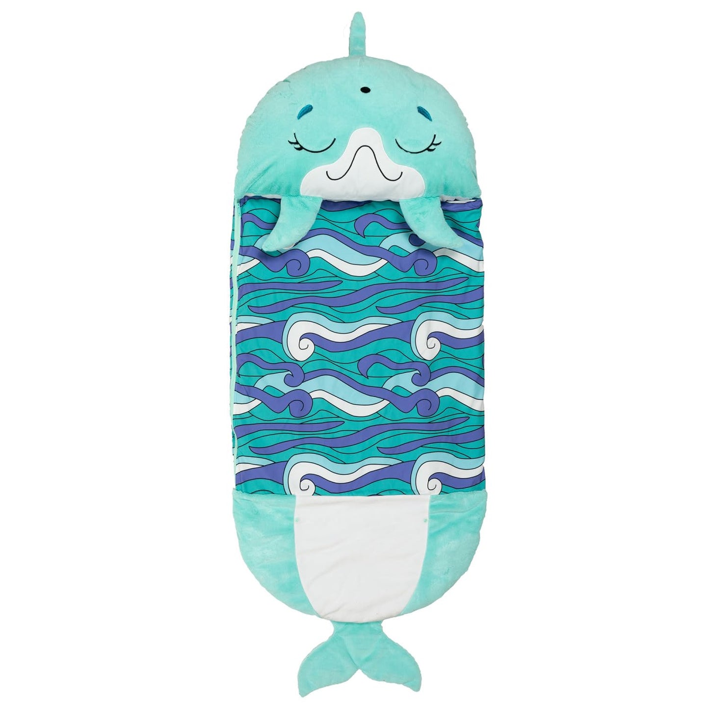Happy Nappers Pillow & Sleepy Sack Medium Dolphin Comfy, Cozy, Compact, Super Soft, Warm, All Season, Sleeping Bag with Pillow