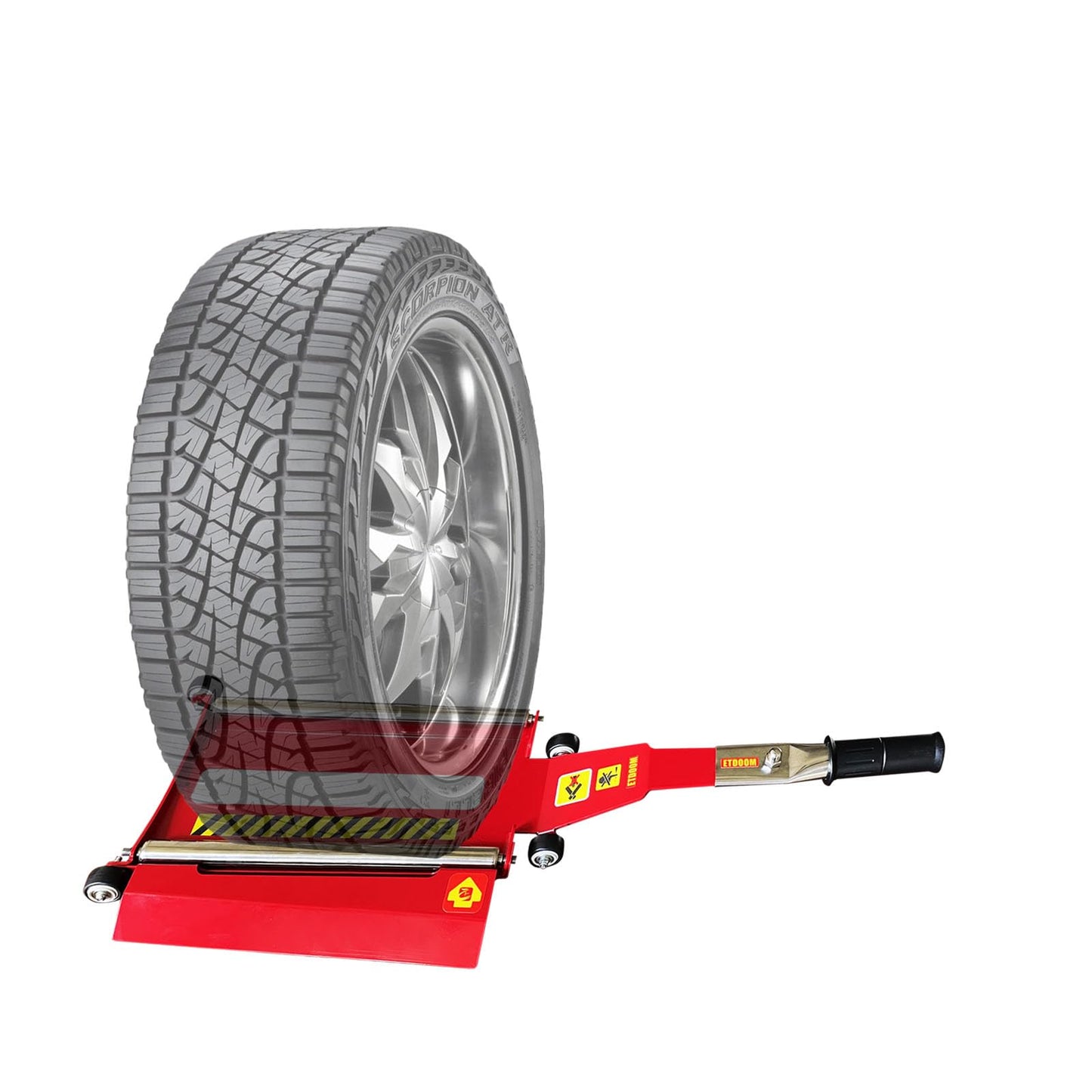 Upgraded Portable Effortless Tire Jack Tool, Removable Handle with Screw (Roller + Fixed Ramp Version)