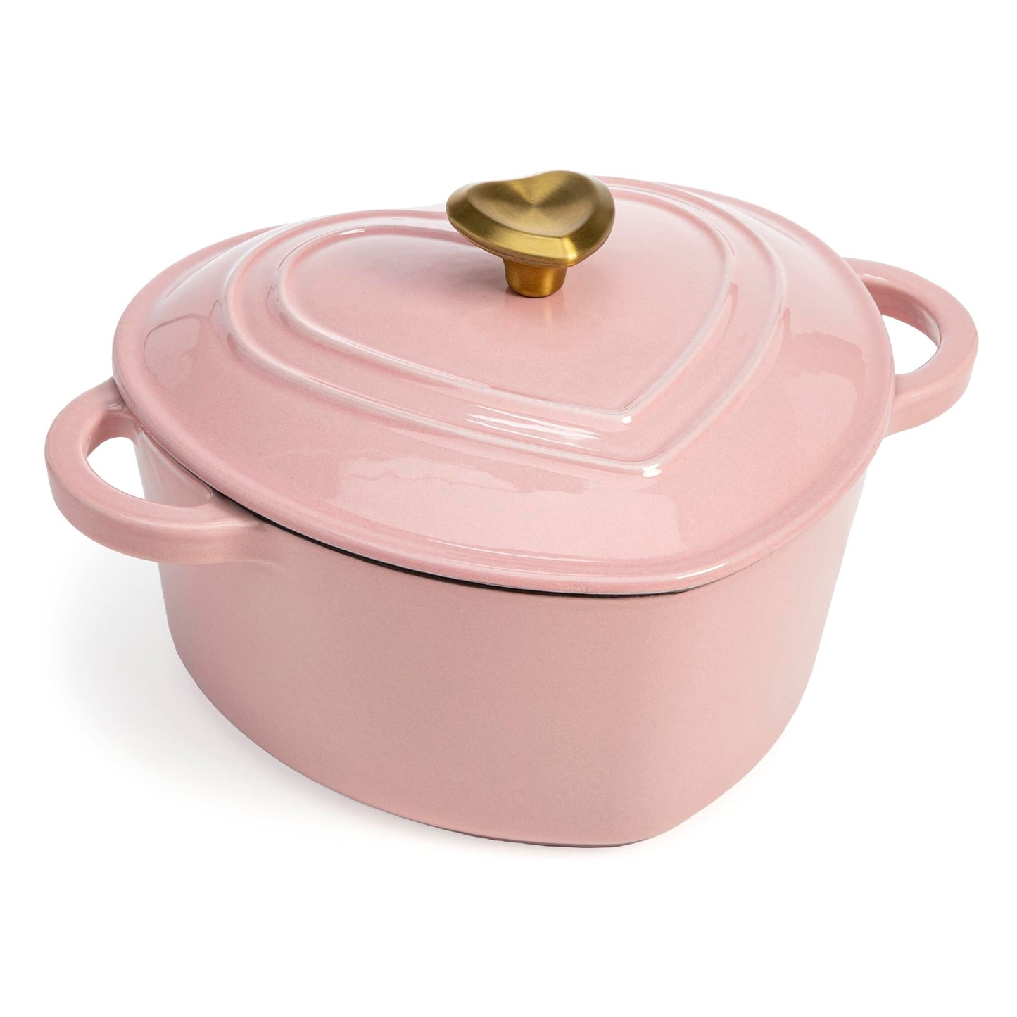 Paris Hilton Enameled Cast Iron Dutch Oven Pot with Lid, Heart-Shaped Dutch Oven, Durable Cast Iron Pot with Dual Handles, Oven Safe to 500°F, Works on All Stovetops, 4-Quart, Pink