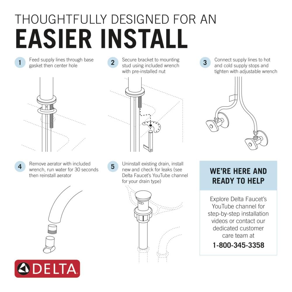 Delta Arvo Brushed Nickel Bathroom Faucet 1 Hole, Single Hole Bathroom Sink Faucet for Vanity, Push-Pop Drain Assembly, Spotshield Stainless 15840LF-SP