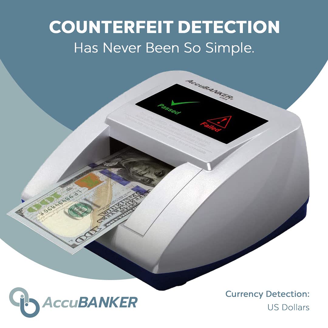 AccuBANKER D470 Quadscan 4-Way Orientation Counterfeit Bill Detector with UV, MG, IR, WM, Image, Length, Spectrum 7-Point Counterfeit Detection Methods - Optional Battery for Portable Use (No Battery)