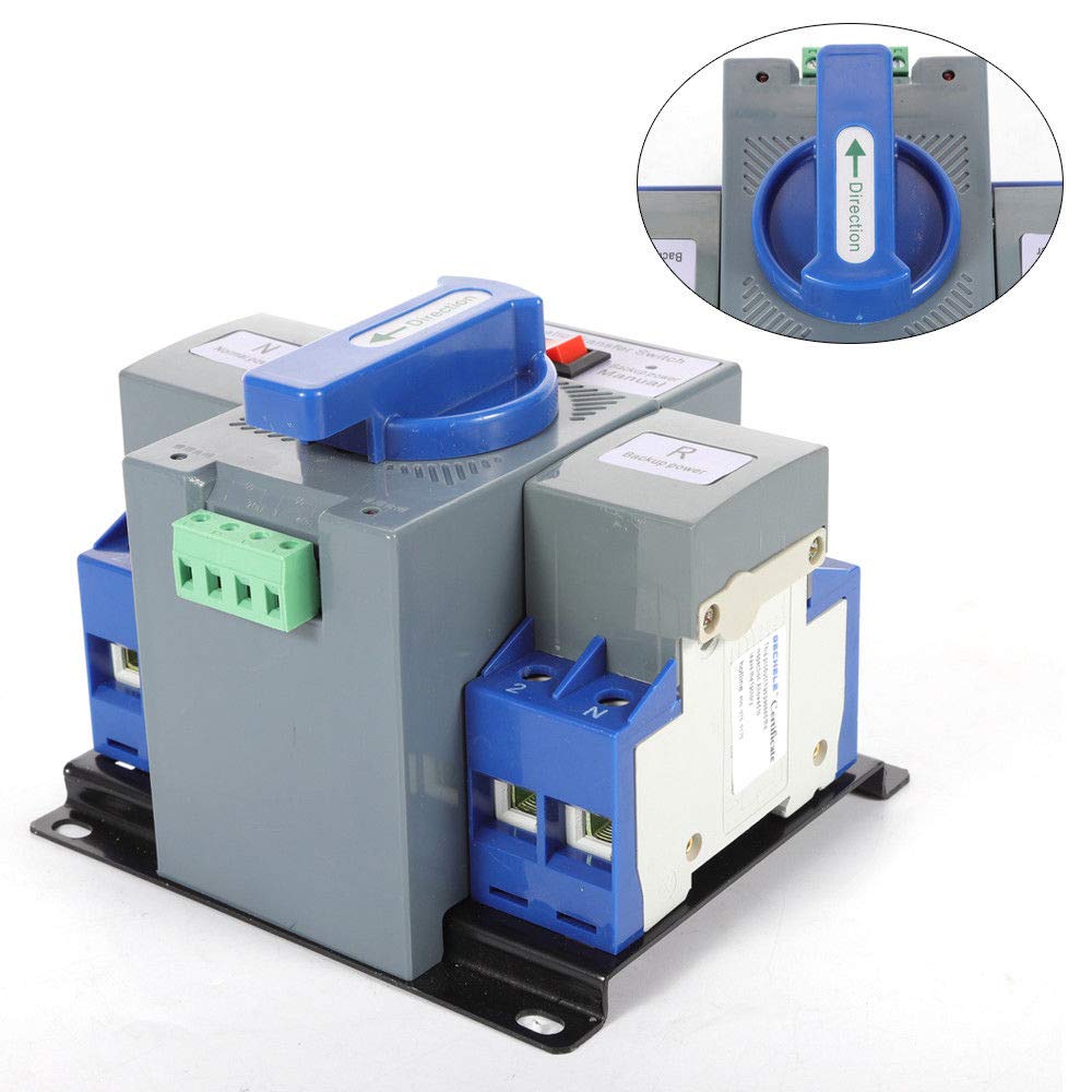 110V Dual Power Automatic Transfer Switch Dual Power Generator Changeover Switch 50HZ/60HZ (2P 63A Blue)