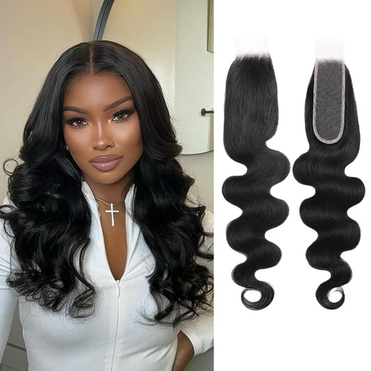 2x6 HD Lace Closure Body Wave Human Hair Transparent 2 by 6 HD Lace Closure 20Inch 100% Brazilian Virgin Unprocessed Middle Part Human Hair Kim K Closure With Baby Hair Natural Color