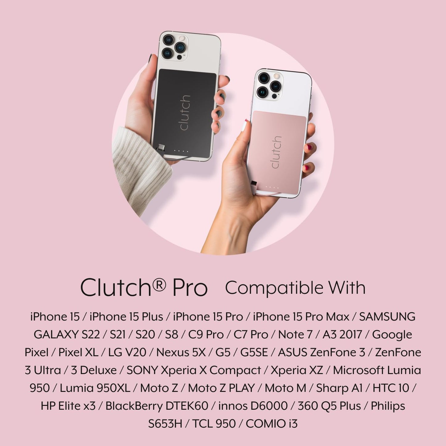 Clutch - Pro USB-C Portable Charger - Compatible with iPhone 15, 16 & Android Devices - Power Bank Magnetic Battery - TSA Travel Approved - USB Rechargeable - Built-in Cable - 5000 mAh - 3.7oz - Black
