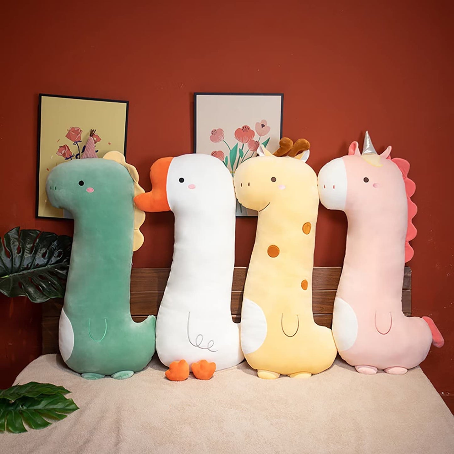 PEACHCAT Cute Long Giraffe Plush Pillow Kawaii Giraffe Stuffed Animal for Girls and Boys Yellow 35.4"