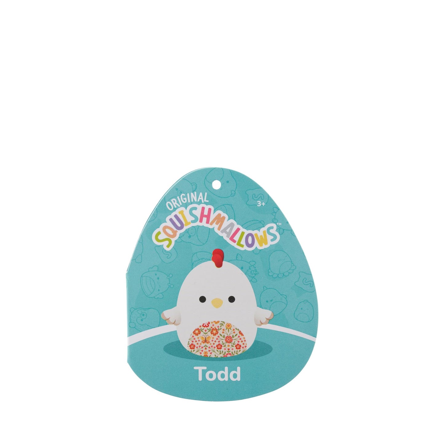 Squishmallows SQCR05418 12-Inch-Todd The Beige Rooster with a Floral Belly, Multicolour