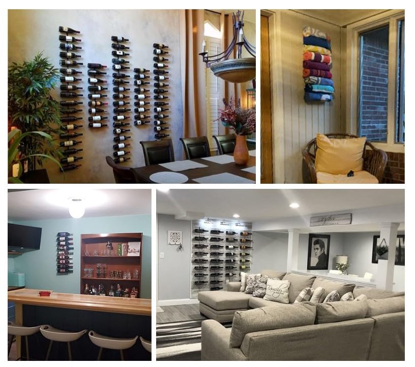 Sorbus Wall Mount Wine Rack (Holds 27 Bottles) - Wine Rack Wall Mounted for Wine Bottles, Liquor, Champagne, Black Metal Wine Bottle Holder for Home Bar, Wine Kitchen Storage
