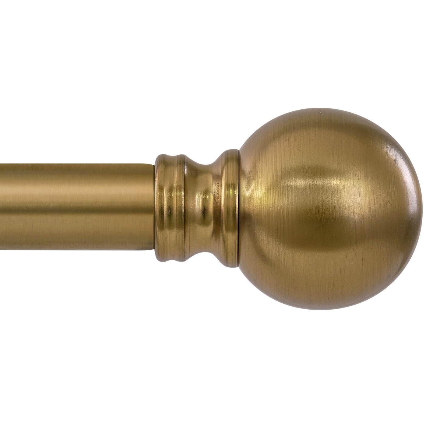 Warm Gold Curtain Rods for Windows 72 to144 Inch Brass Extra Long Heavy Duty Adjustable single 1" Diameter with vintage Brushed Bronze Metal Finials Antique for Living Room Bedroom Farmhouse Kitchen