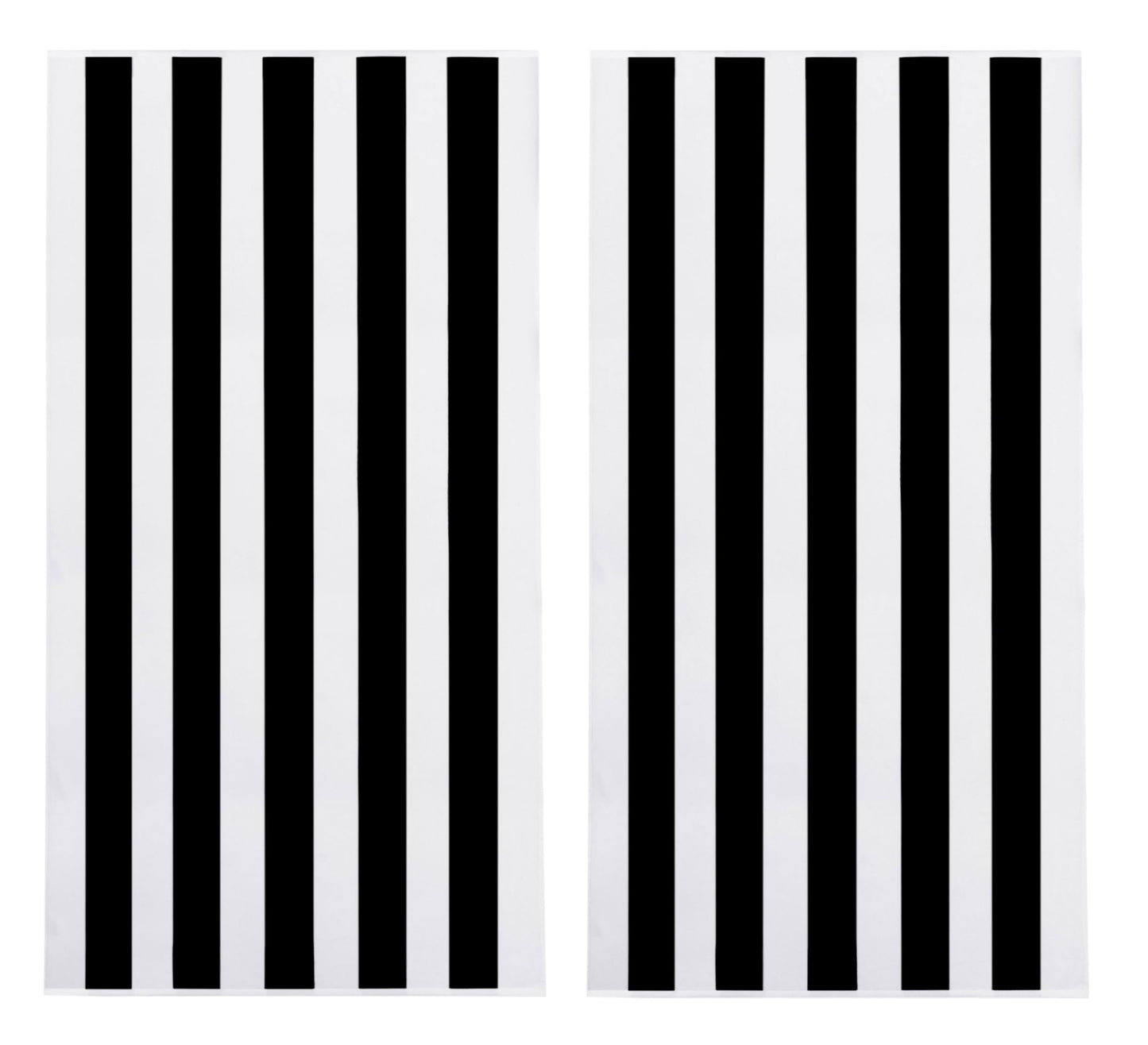 COTTON CRAFT Oversized XL Beach Towel - 2 Pack 39 x 68 inches Big & Huge Beach Blanket Towel - 100% Cotton Velour Thick Plush 450 GSM Super Soft Luxury - Pool Picnic Bath Towel - Cabana Stripe Black