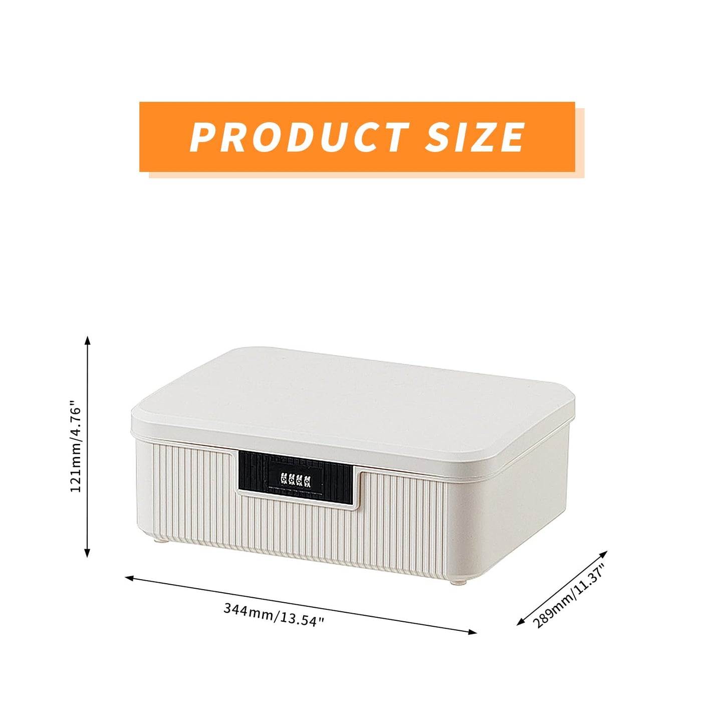 Qiveno Lockable Storage Container Bin, 4.2 Gallon Capacity Organizer Box with Combination Lock, Heavy Duty Plastic Trunk, Usable As Item Organizer Or Office File Storage(White)