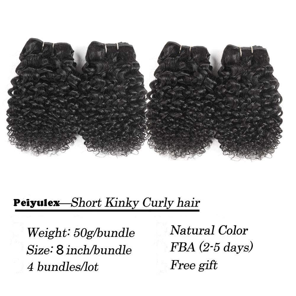 Brazilian Curly Bundles Human Hair Brazilian Kinky Curly Weave 4 Bundles Human Hair 100% Unprocessed Brazilian Virgin Human hair Natural Color (Curly Bundles, 4x8 Inch)
