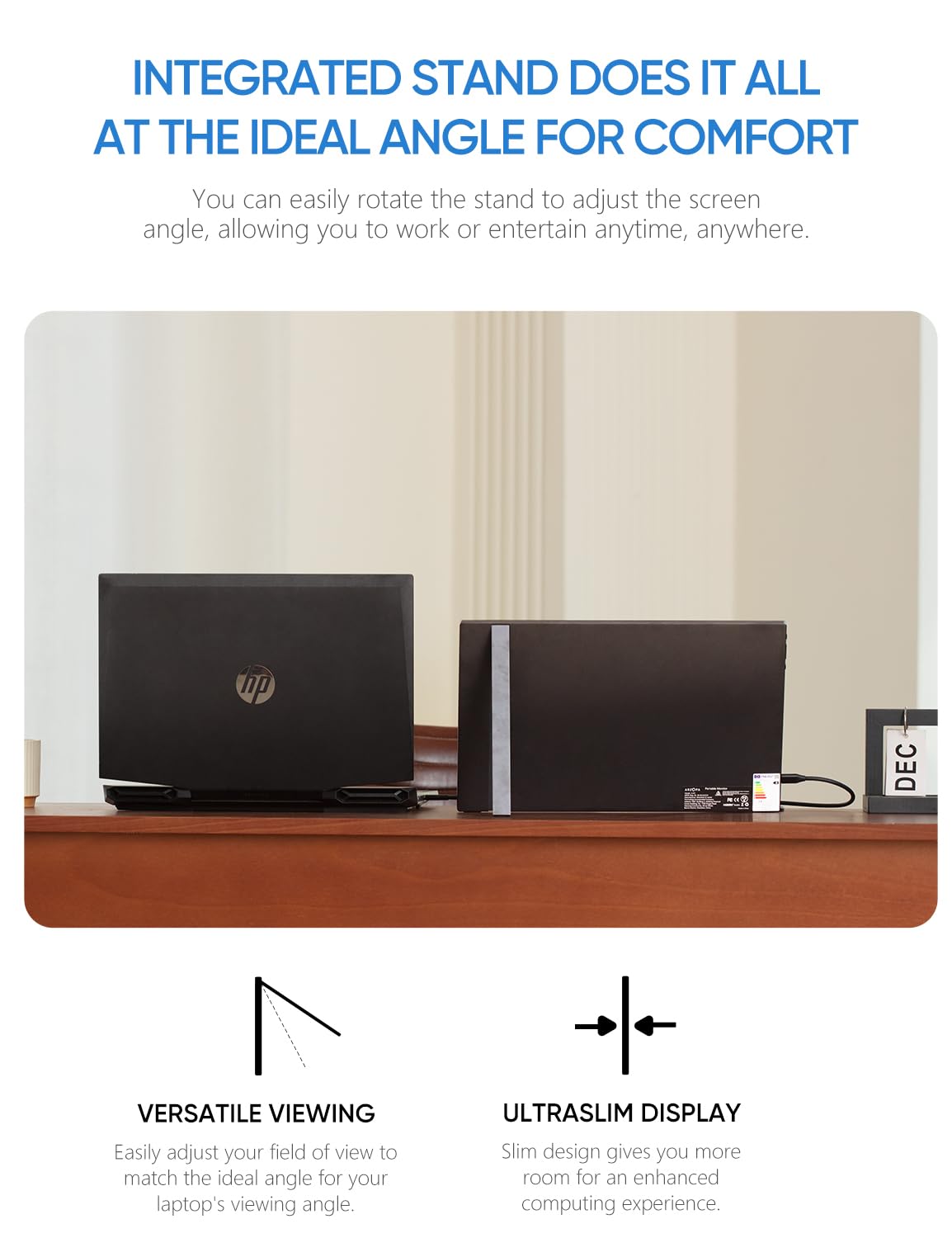 ARZOPA Portable Monitor Kickstand, 14.0" Ultra Slim Portable Laptop Monitor FHD 1080P External Display with Dual Speakers Second Screen for Laptop PC Phone Xbox PS4/5 Switch-A1S