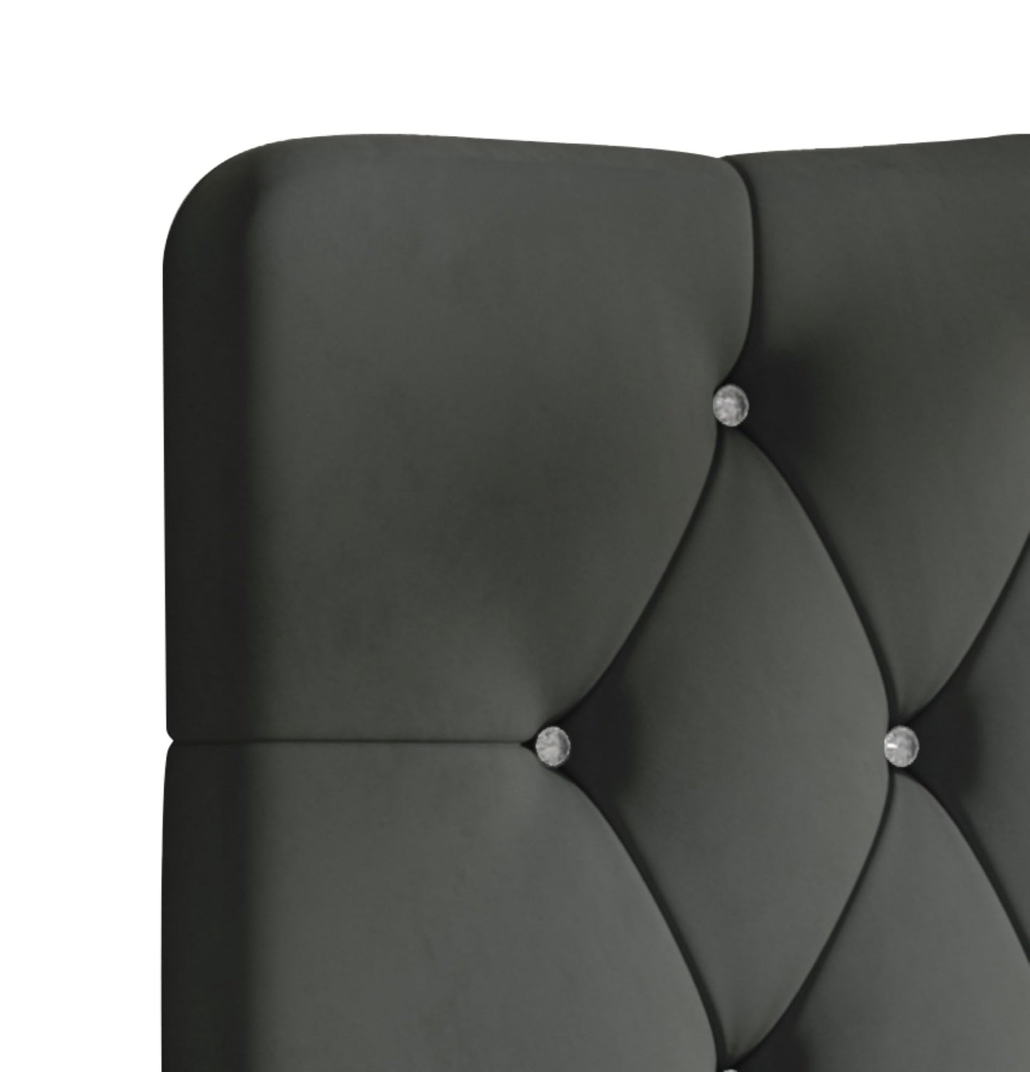 Castle Place Twin Crystal Diamond Button Tufted Velvet Upholstered Adjustable Headboard, Light Grey