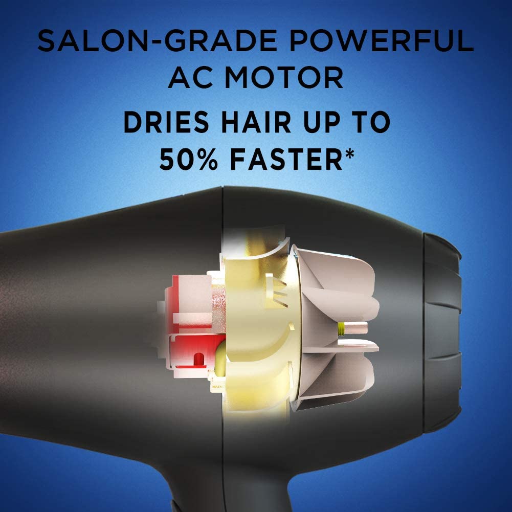 Wazor Professional Ionic Hair Dryer with Diffuser, Infrared Salon Grade Blow Dryer with Comb Attachment, 1875W Powerful Quiet Hair Blow Dryer, Tourmaline Ceramic Hairdryer with Nozzle, Black
